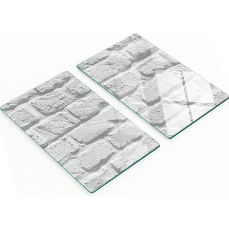Tablas de cortar decorativas de vidrio templado con dise帽o de pared de ladrillo, 2x30x52 cm.