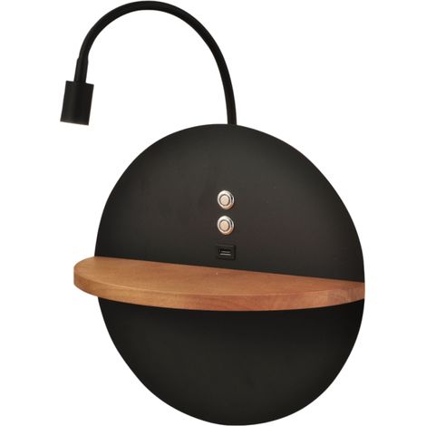 Applique Nera Dual 2 Luci Stile Moderno in Metallo e Legno per Illuminarte il Tuo Spazio (1/4)