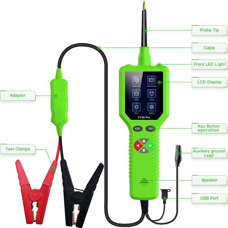 TopDiag P100 Pro 9-30V Tester per circuiti auto Kit di sonde diagnostiche automobilistiche Multimetro digitale Oscilloscopio 12V 24V Attivazione parti / Alimentazione regolabile 0-5V / Diverse lingue (1/5)