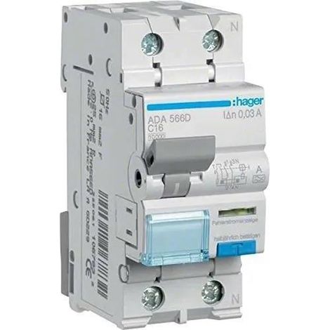 Hager FI LS-Interruptor 1P+N 10kA C16A 30mA Blanco