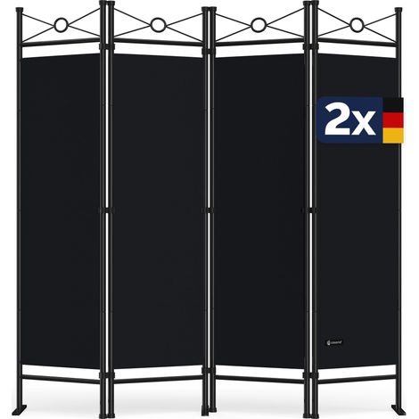 Casaria 2er Set Paravent Lucca 180x163 cm Verstellbar Raumteiler Trennwand Umkleide Sichtschutz Spanische Wand Schwarz (1/5)