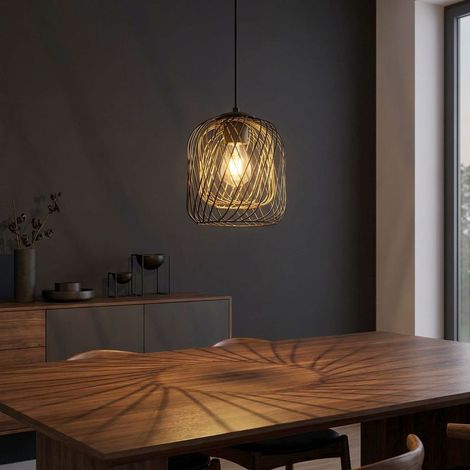 Pendelleuchte Hängelampe Deckenleuchte Esszimmerlampe Metall Schwarz D 18 cm (1/5)
