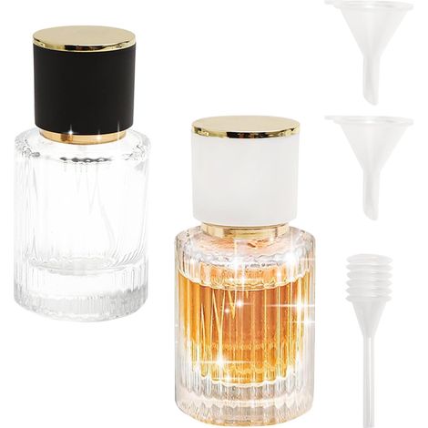 Lot de 2 Vaporisateur Parfum Rechargeable 30ml - Flacon Vide en Verre avec Entonnoir et Pipette - Mini Bouteille de Parfum Élégante pour Voyage, Cadeau, Femme (1/5)