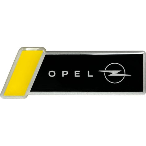 Adesivo 3D Emblema Opel Motorsport Ufficiale, Nero e Giallo, 30 x 80 mm