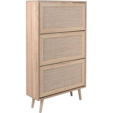 Scarpiera Bali 70x24x125 cm 3 ante a ribalta effetto vimini (1/5)