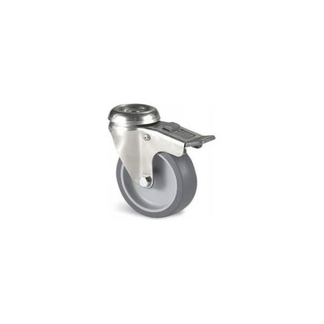Roulette industrielle Pivotant avec frein Guitel Hervieu, inox, Ø 125mm, 80kg ( Prix pour 1 )