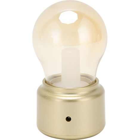 Lampe de nuit vintage mini ampoule rechargeable USB à économie d'énergie, idéale pour la chambre, la table de chevet ou un bar, couleur or. (1/5)