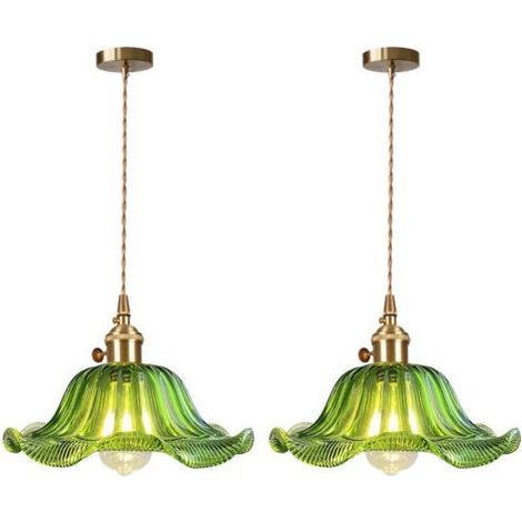 Stück Vintage-Deckenleuchte, Pendelleuchte, Glas-Kronleuchter, Retro-Modern, Grün (1/5)