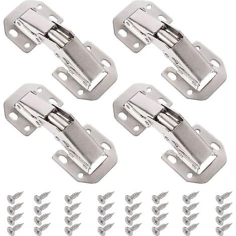 Juego de 4 bisagras para puertas de armario, apertura de armario con 32 tornillos, bisagras plegables automáticas de acero inoxidable, bisagra de cierre para puertas de armarios de cocina y muebles. (1/5)