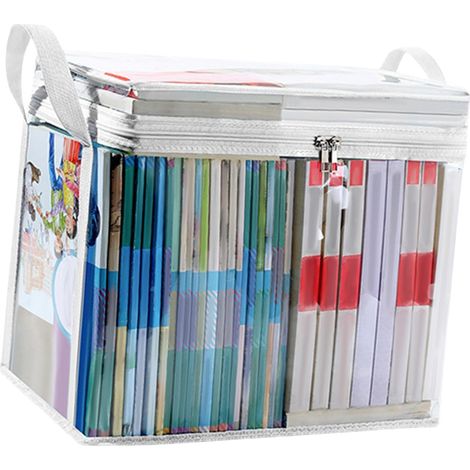 Borsa portaoggetti trasparente con maniglia, borsa portaoggetti trasparente per libri, giocattoli e vestiti (1/5)