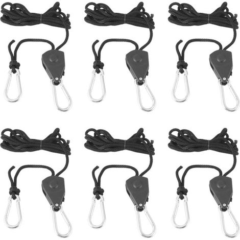 Lot de 6 supports à cliquet robustes et réglables pour lampes de croissance (corde de 3,2 mm), utilisés pour le jardinage avec des lampes horticoles.-AquaForge (1/5)