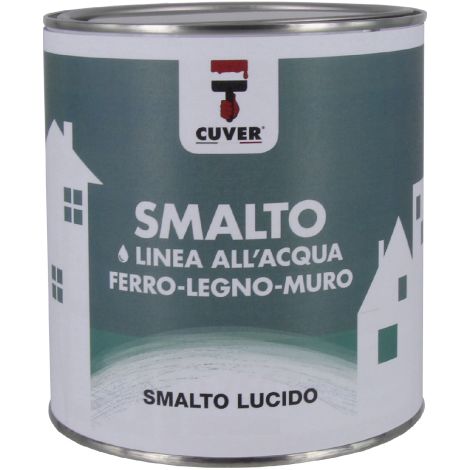 Smalto Cuver acrilico lucido all'acqua bianco per legno ferro muro interni ed esterni 750 ml resa 10-12 mq/l