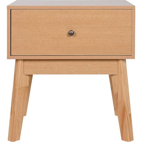Table de chevet en mdf naturel style scandinave épuré - Bois naturel clair (1/5)