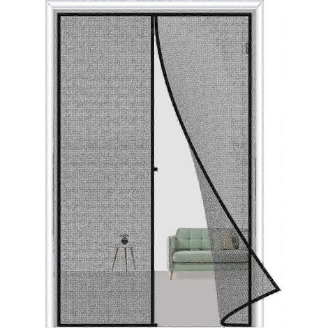 Rideau moustiquaire magnétique, 80 x 210 cm, noir avec aimants (1/5)
