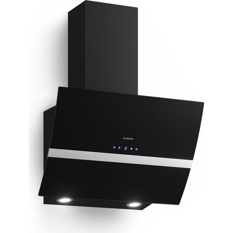 Klarstein Clara 60cm Angled Extractor Fan for Kitchens, Exhaust Extractor Fan Hood w/ Dishwasher Safe Aluminium Grease Filter, Powerful 509m³/h Airflow, RGB LED Light, Class A Efficient Extractor Hood (1/5)