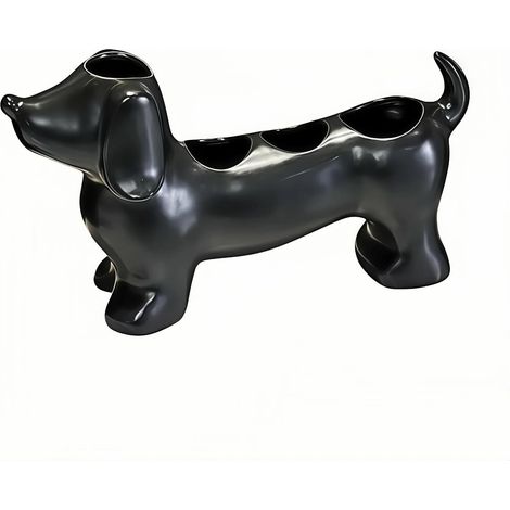 Cute Dachshund Toothbrush Holder, Ceramic Bathroom Organizer with Toothbrush Stand, Countertop Storage Decor for Home, Black (1/5)