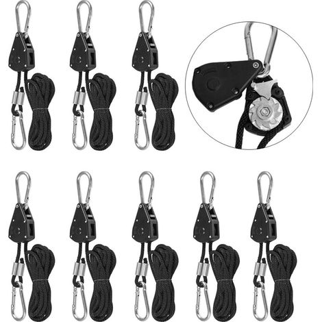 paires de sangles à cliquet robustes de 3 mm (1/8 pouce) réglables pour suspension de lampes horticoles, capacité de 68 kg (150 lb) par paire (1/5)