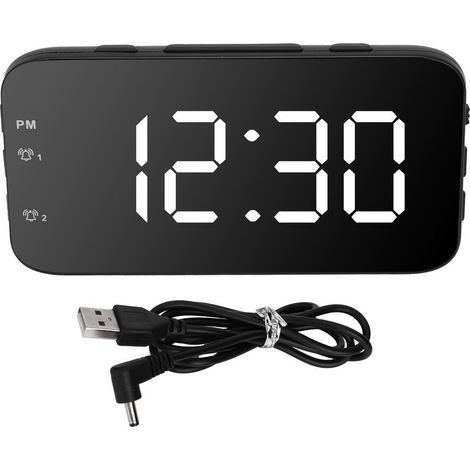 Alarm digital LED, desk Portable with Snooze, for bedroom to bed, home, voyage, white (1/5)
