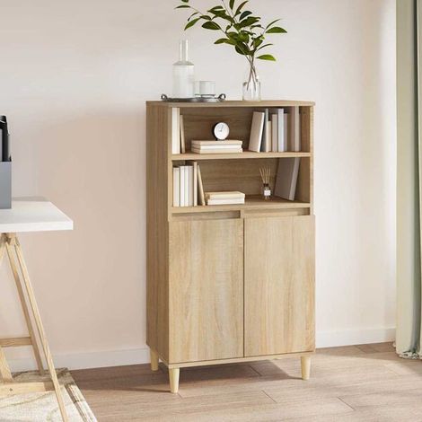 Buffet de Rangement haut Chêne sonoma 60x36x110 cm Bois d'Ingénierie, Design Moderne, pour salon et salle à manger (1/5)