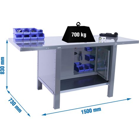 Simonrack Robuster professioneller Arbeitstisch grau 150 cm
