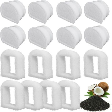 Foam Pre-filters and Carbon Filter Compatible with PetSafe Drinkwell Fountain INOX 360 Avalon Pagoda Seascape and Sedona Fountains, Filter for Cat and Dog Water Fountain (Pack of 16) (1/4)