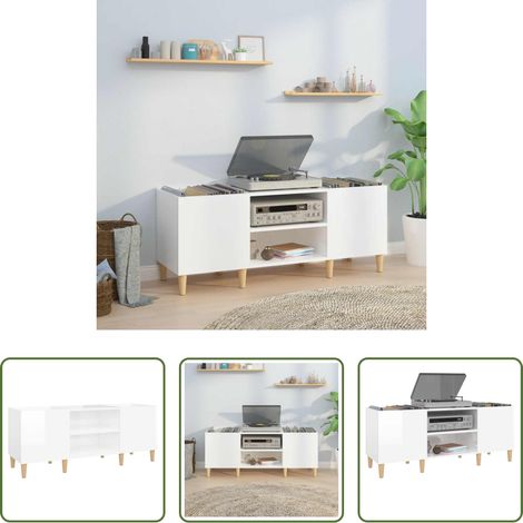 Vinylschrank - Plattenschrank Hochglanz-Weiß 121x38x48 cm Holzwerkstoff (1/5)