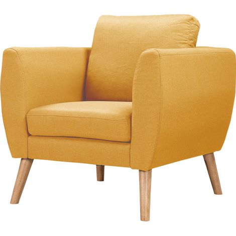 SOLVEIG-Fauteuil scandinave tissu curry (1/5)