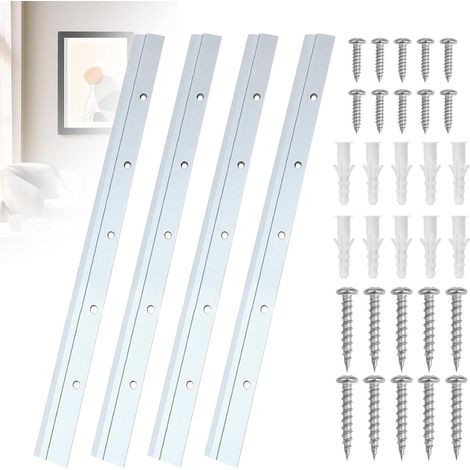 4 Pièces Rail Fixation Miroir Lourd Z, 30cm Fixation Miroir Mural avec Vis Accroche Miroir Rail de Suspension pour Miroirs Lourds Crochets de Cadre Photo Emboîtables (1/5)