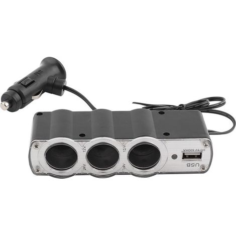Allume-cigare triple avec ports USB et DC pour voiture - chargeur multi-prise (1/5)