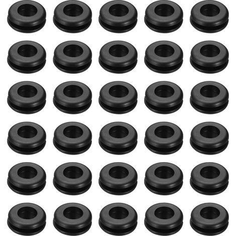 70Pcs 5/16" ID Passe-Fils En Caoutchouc 3/8" Trou De Perçage Noir (1/5)