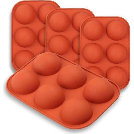 Moule en silicone semi-sphérique homEdge, lot de 4 moules à pâtisserie pour la confection de bombes au chocolat chaud, gâteaux, gelées, mousses en dôme - Diamètre : 2 pouces (1/5)