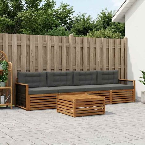 vidaXL Outdoor-Sofagarnitur mit Kissen 5 pcs Natur und Anthrazit (1/5)