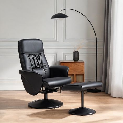 Fauteuil coloris noir en métal similicuir 81 x 76 x 101 cm (1/5)