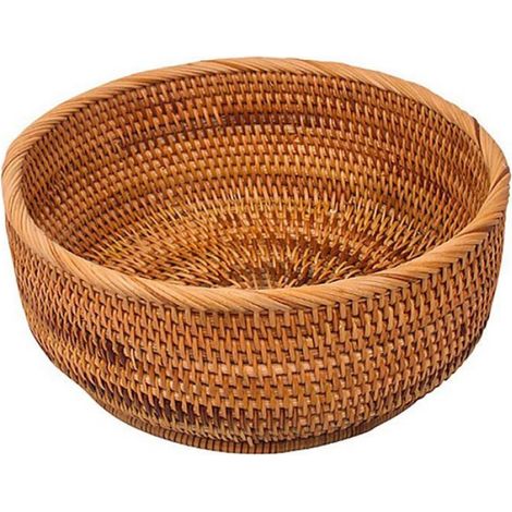 Panier Fruits - Rotin Naturel Main Tissé - Plateau Service Pain et Pâtisseries - 26 x 11 cm - 1 Pièce (1/4)