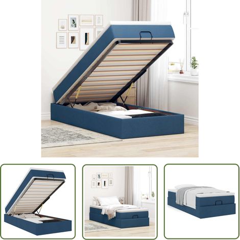 vidaXL Ottoman-Bett mit Matratze Blau 90x190 cm Stoff (1/5)