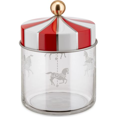 Alessi Circus MW30/75 - Barattolo da Cucina per Alimenti di Design, in Vetro Serigrafato con Coperchio in Banda Stagnata, 75 cl (1/4)