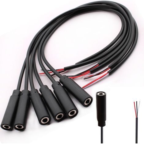 6pcs connecteur Jack Femelle 3.5 TRS 3 pôles Câble Jack Audio 3.5mm, Jack Stereo 3.5 mm, connecteur Jack 3.5 a souder,pour réparation de câble Audio(30cm (1/5)
