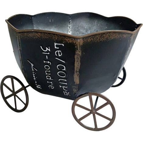 Supporto per secchio in ferro stile retrò, vaso rotondo in metallo - Nero