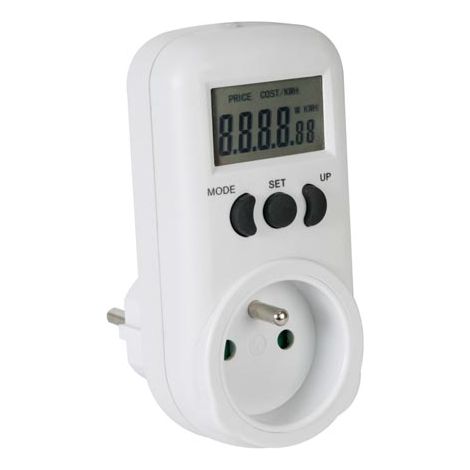 Perel – Wattmètre 230V 16A – Afficheur LCD – Mesure puissance, consommation, coût – Protection enfants – E305EM6 (1/5)