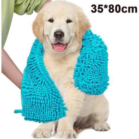 Serviettes de bain ultra-absorbantes à séchage rapide pour animaux de compagnie, en chenille douce, avec poche pour les mains, pour chiens et chats de grande, moyenne et petite taille.
