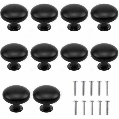 Matte Black Drawer Knob, Cabinet Handle, Drawer Pulls, Dresser Knobs, Drawer Knobs Set, Cabinet Handle, with Round Top, 30mm Knob,10pcs (1/5)