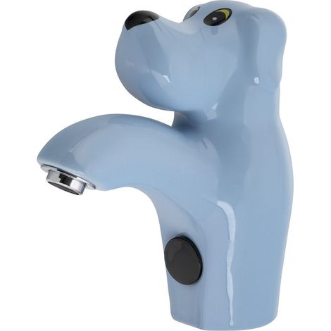 Robinet à capteur en céramique monté sur pont, 6 V DC (4xAA), chien, bleu (1/4)