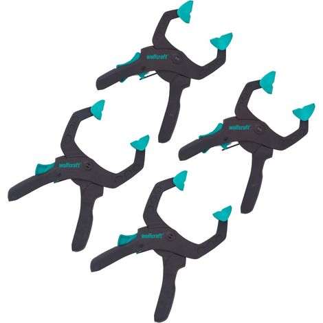 wolfcraft Set di morsetti a cricchetto per hobby e lavori artigianali, 4 pezzi I 8625000 I Per potenti applicazioni di serraggio con larghezza di serraggio di 40 o 60 mm (1/2)