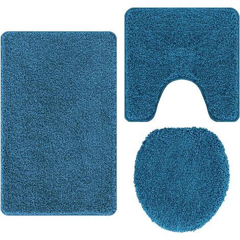 Maison Exclusive - Set di tappetini antiscivolo per il bagno 3 pz Blu 50 x 80 cm (1/5)