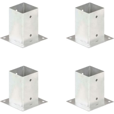 Supports de poteaux 91 mm, lot de 4, métal galvanisé, ancrages pour poteaux carrés, pour béton et bois, résistants à la rouille et stables (1/5)