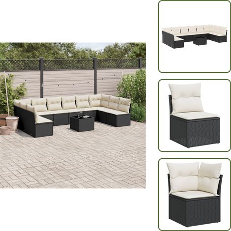 Salon de jardin 11 pcs avec coussins noir résine tressée - Ensemble Salon De Jardin - Meuble De Jardin - Salon De Jardin Design - Mobilier De Jardin Moderne - Canapé Jardin (1/5)