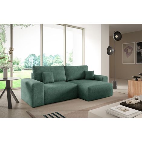 Ecksofa Schlafsofa Sofa ARONA XS in Stoff Centaur Meeresgrün Ottomane Rechts