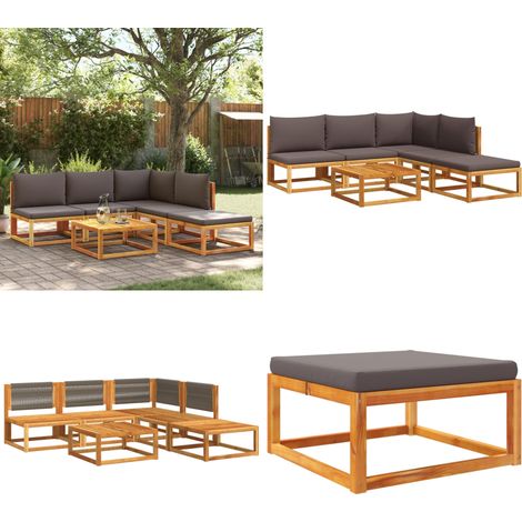 Salon de jardin avec coussins 6 pcs bois d'acacia solide - Canapé Jardin - Salon De Jardin - Meuble Extérieur - Acacia Massif - Mobilier De Jardin - Home & Living (1/5)