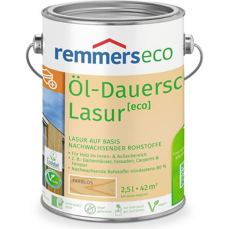 Remmers Öl-Dauerschutz-Lasur [eco] farblos, 2,5 Liter, Öko Holzlasur für innen und außen, ökologisch, nachhaltig, vegan, bienenverträglich