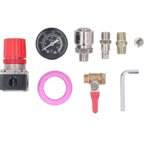 Kit de régulateur de compresseur d'air avec jauge, vanne à 4 voies 0-180 PSI, Style européen pour outils pneumatiques 1/4 pouces NPT (1/5)